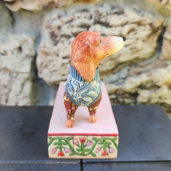 Jim Shore LONGFELLOW Dachshund Dog Heartwood Creek Checkered 4004851 VTG Folkart - Picture 5 of 8